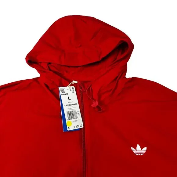 Adidas Originals Mens Large Hooded C Windbreaker Jacket Retro Colorblock